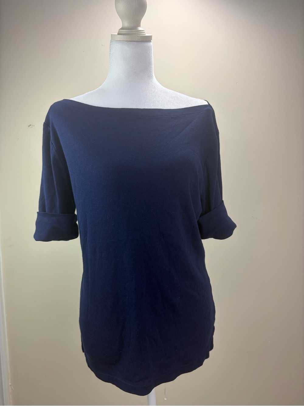 Ralph Lauren Navy Boatneck Short-Sleeve Top